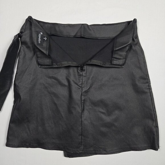 Originality Black Wrap Mini Skirt Tie Waist Y2K Minimalist Night‎ Out Women’s S - Picture 10 of 10